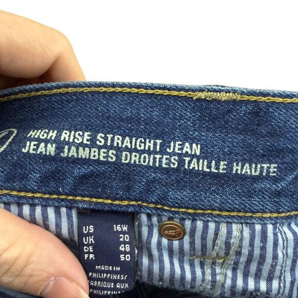 Lands End Womens Plus Size High Rise Straight Leg Jeans Medium Wash Size 16W - Picture 3 of 5